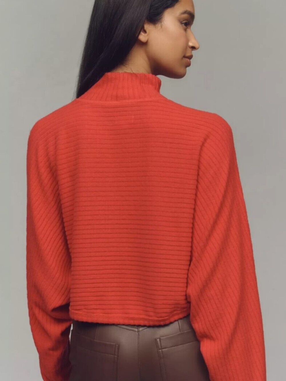 Pilcro by Anthropologie Red Cozy Ribbed Turtleneck Batwing Pullover - Size - XS - Picture 3 of 9